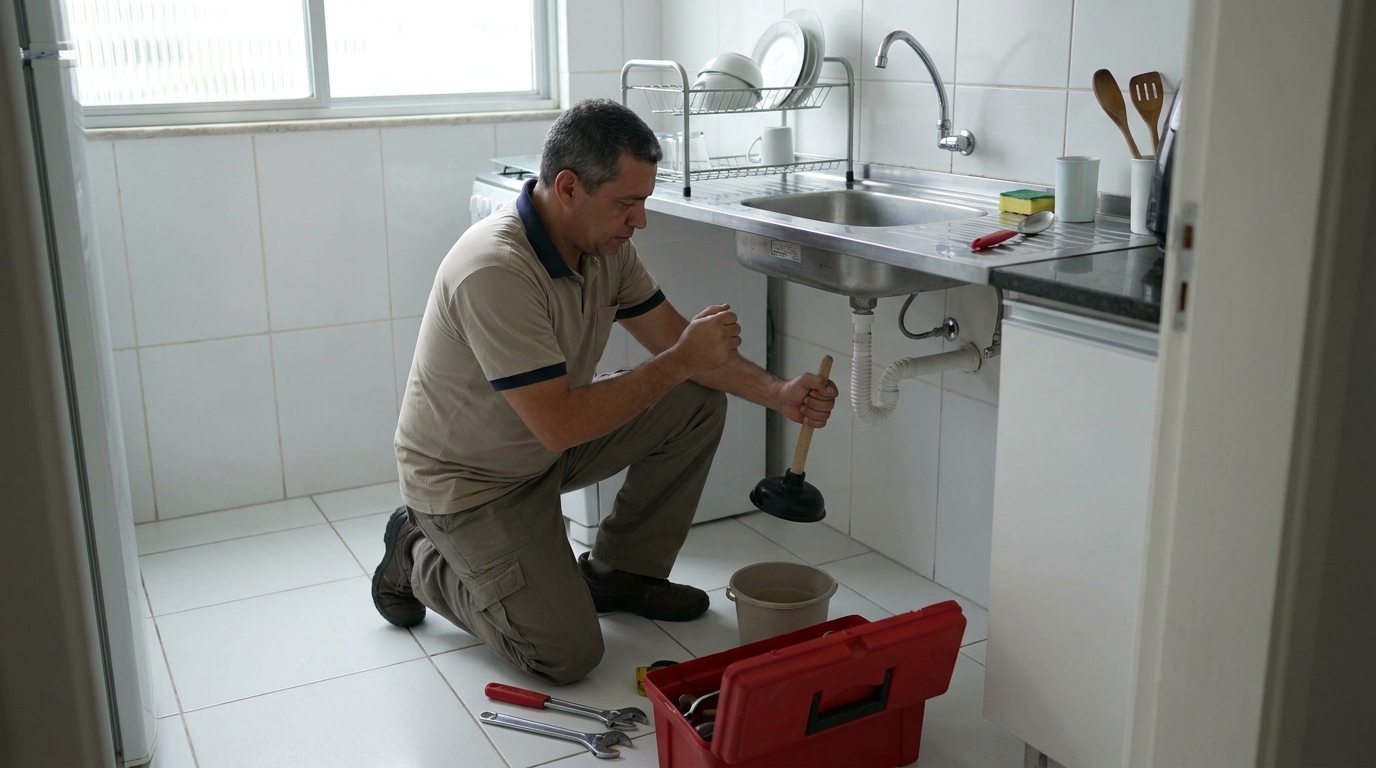 Desentupimento de pia residencial em Zona Sul‑SP