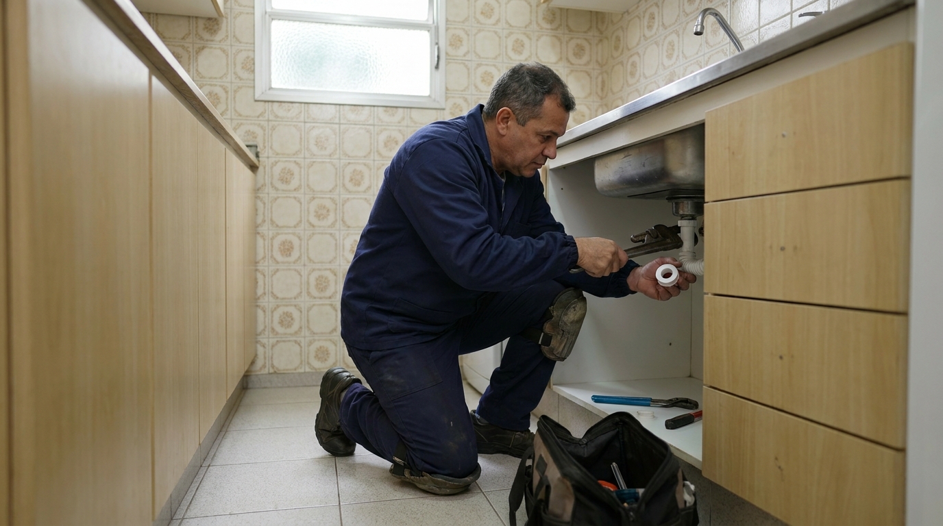 Encanador trabalhando em Zona Sul‑SP